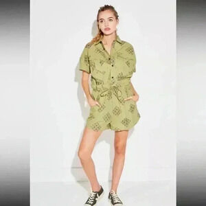 Laurence bras French printed playsuit romper in green paisley print in size 1